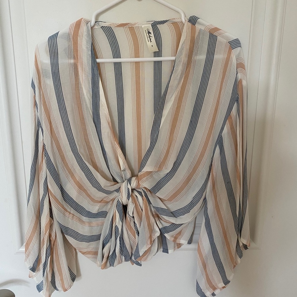 Stripe tie front top